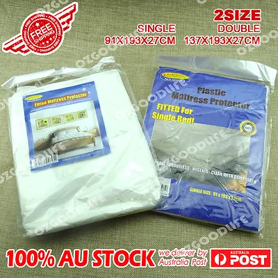 $13.96 • Buy 2X Waterproof Single Or Double Mattress Protector Cover Fitted Plastic Sheet Bed