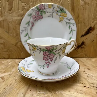 Vintage 1940s Salisbury China Tea Trio Cup Saucer Side Tea Plate Floral • £5.99