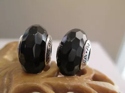 2 Authentic Pandora Fascinating Black Murano Glass Bead Charms #791069 • $38.99