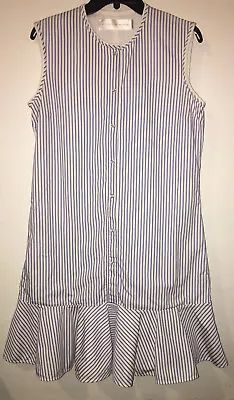 Victoria Victoria Beckham Size US 10 Light Blue-White Striped Shirt Dress Cotton • $44.99