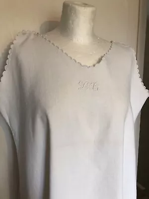 £29.99 • Buy Vintage French Handmade Linen Summer Nightdress Monogram LC