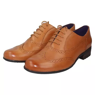 £39.99 • Buy Ladies Clarks Lace Up Brogue Flat  Dark Tan Leather Shoes Hamble Ork Ex Display