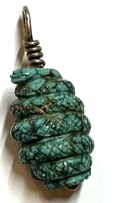 Vintage Carved African TURQUOISE SNAKE SERPENT Pendant For Necklace • $24