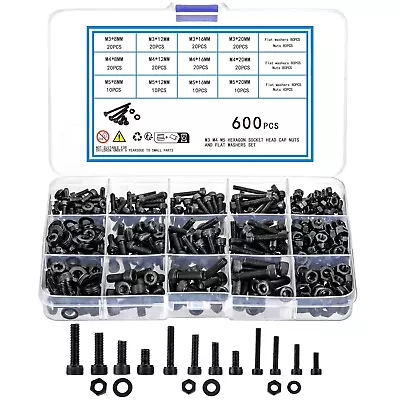 600 Pcs Metric Screws Bolts And Nuts And Washers Assortment Kit Hex Socket Head • $15.92