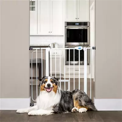 Extra Wide Safety Walk Thru Pet Gate For Dogs With Cat Door Stands 30” Tall • $32.85