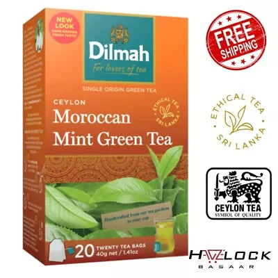 Dilmah Ceylon Moroccan Mint Green Tea Sri Lankan Tea 20 Tea Bags • $8.34