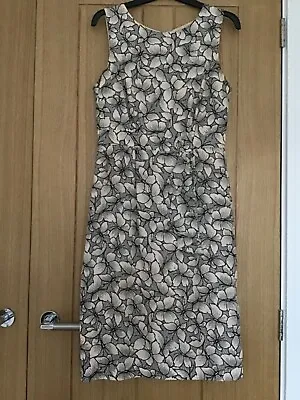 £6 • Buy Monsoon Fully Lined Beige/grey Butterfly Patterned Sleeveless Dress Size 10