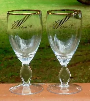 2 X Lovely Tia Maria Stemmed 250ml Calypso Coffee Glasses Gold Rimmed BNWOB • $17.99