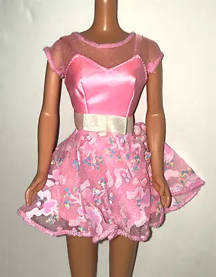 Barbie Doll Clothing 1995 My First Tea Party Pink Heart Print Belted Short Dress • $6.99