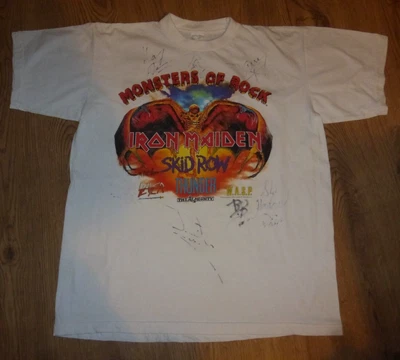 £60 • Buy Signed Monsters Of Rock T-shirt 1992 Donington Iron Maiden WASP Thunder Almighty
