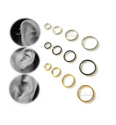Men's Women Fake Cheater Helix Cartilage Ear Ring Cuff  Non Piercing Stud Hoop  • £2.99