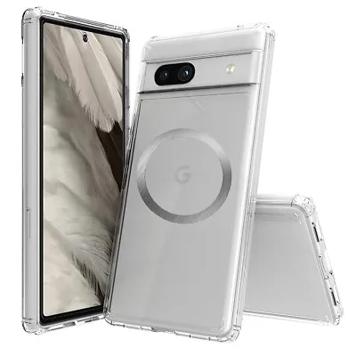 For Google Pixel 8 7 6 Pro 7A 6A Slim Clear Case + Adhesive Metal Ring Sticker • $7.99