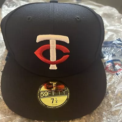 Minnesota Twins NEW ERA Fitted Hat 7 1/4 NAVY HOME TEAM STORE FRESH NEW W/TAGS • $36