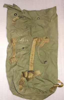 Vintage US Military Seabag Duffle Bag Military Green Carry All ~ 20  By 33  • $20