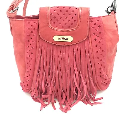 Mimco Pink Shoulder Bag Fringe Star Cut Out Embellishment. • $50.52