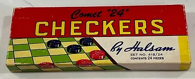 Vintage Comet  24  Checkers 24 Pieces By Halsam SET NO. 418 W/Box Never Used NOS • $9.99