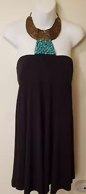 Mignon Halter Dress Turquoise beaded Fancy Dress. Size 4 • $28