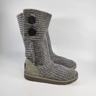 Ugg Kids Cardy Knit Boots Gray Size 4 • $45