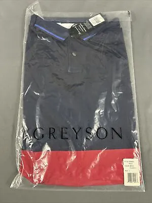 Greyson Golf Shirt Polo Washoe Large Abyss Flamingo Colorblock NWT MSRP $90 • $39.93