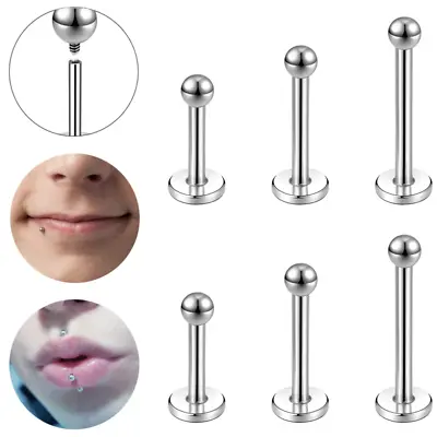 2Pcs Stainless Steel Labret Lip Ring Helix Earring Lip Piercing Jewelry 6/8/10mm • $5.39