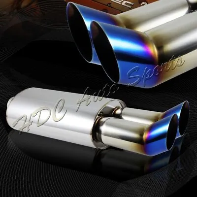 3  Dual Titanium Burnt Tip Stainless T-304 Exhaust Muffler 2.5  Inlet Universal • $48.99