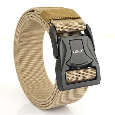 Men's Stretch Belt Full Metal Quick Release Buckle Military Army Belt Elastic • $13.39