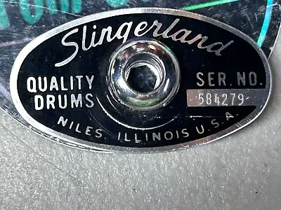 Vintage Slingerland Drum Badge Oval Black & Silver • $24.95