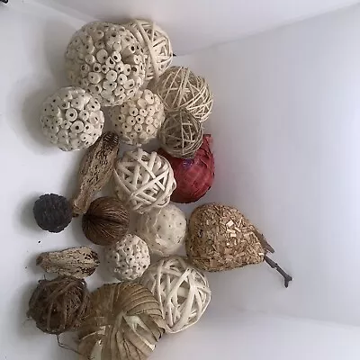 14 Assorted Decorative Balls Orbs Vase Filler Rattan Wicker + Paper • $5.95