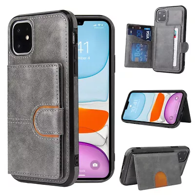 $12.88 • Buy Leather Case Card Holder Buckle Cover For IPhone 12 11 Pro XS Max XR 8 7 6 Plus