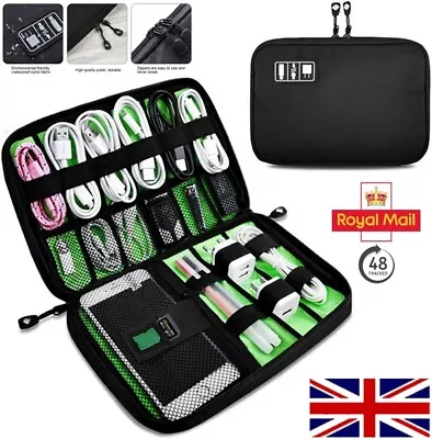 Travel Storage Bag USB Charger Cable Cord Electronics Gadget Travel Organizer UK • £4.89