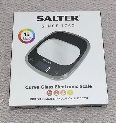 Salter Curve Glass Electronic Digital Kitchen 5kg Scales Black 1050BKDR • £7.50