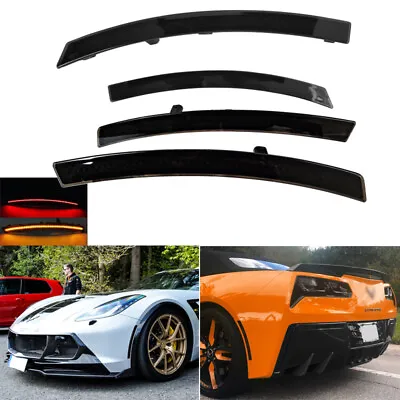 For 2014-2019 C7 Corvette Tinted / Smoked Front & Rear LED Side Marker Lights • $39.59