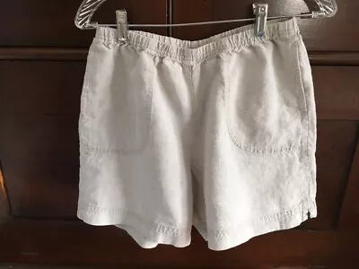 J Jill Women's Beige Linen Shorts Petite Small Elastic Waist Inseam 5  • $15