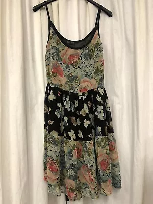 £5.99 • Buy Festival Top Shop Really Pretty Tiered Floral Georgette Lined Dress