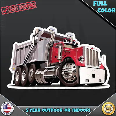 Red Semi Truck Dump Truck 18 Wheeler Laptop Outdoor VINYL DECAL STICKER 107 • $4.49