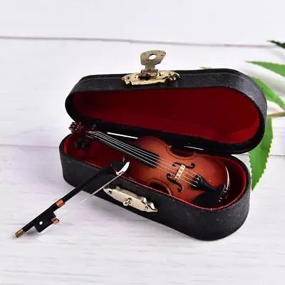 Miniature Violin Case Bow Musical Instrument Gift Collection Tiny Small Wooden • $9