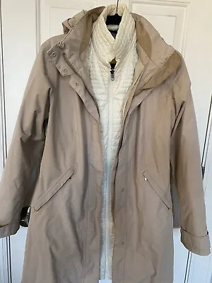 Patagonia Women's Tres 3-in-1 Parka Jacket Coat Tan Beige White Medium • $279