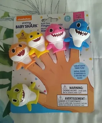 Set Of 5 Nickelodeon Baby Shark 🦈 Finger Puppets Bath Toys New! Free Ship! • $15.60