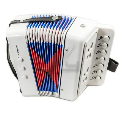 *GREAT GIFT* NEW Top Quality White Accordion Kids Musical Toy W 7 Buttons 2 Bass • $24.99