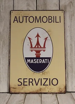 Maserati Tin Metal Sign Rustic Vintage Style Mechanic Garage Car Auto Service • $10.97