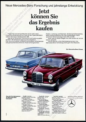 1966 Mercedes Benz 200 200D 2 Car Color Photo Unusual German Vintage Print Ad • $16.19