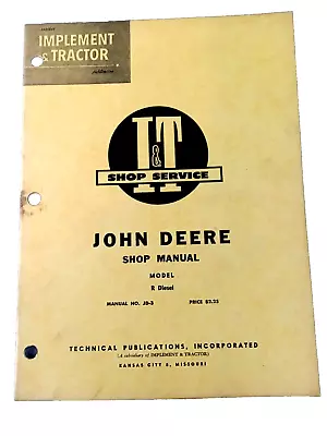 I&T Service JOHN DEERE Tractor Illustrated Shop Manual JD-3 Model R DIESEL • $29.99