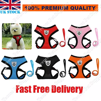 Quality Small Dog Cat Puppy Harness + Lead Set Mesh Vest Reflective Adjustable • £4.99