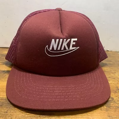 1980's Vintage Nike Large Spell Out Large Logo Trucker Foam Snap Back Hat • $25