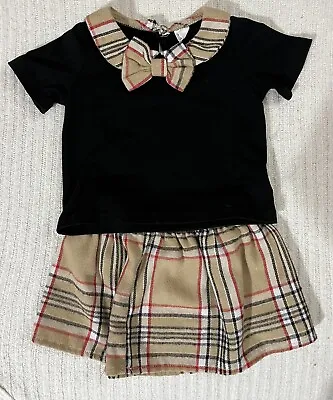 Baby Girls 3-6 Months 2 Piece Tartan Skirt And Top Set • £2.50