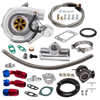 $285.99 • Buy T3/T4 T04EBillet Turbo V-Band 420+HP W/ Wastegate + Oil Return + Feed Line + BOV