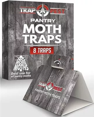 Pantry Moth Traps Safe Glue With Pheromones 8 Pack Effective Adhesive Non Toxic • $15.10