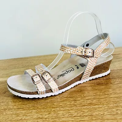 Papillio Birkenstock Womens Lana Wedge Sandals Leather Size 40 9 • $85