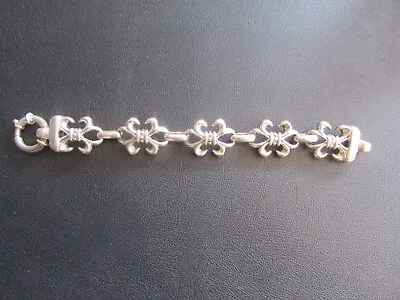 25g Vtg Bracelet MARKED RS 925 THAILAND Tennis Chain Fleur De Lis • $89.95