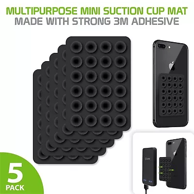 Cellet 5 Pack Multipurpose Mini Suction Cup Mat With Strong 3M Adhesive - Black • $9.99